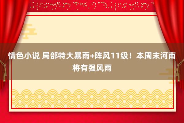 情色小说 局部特大暴雨+阵风11级！本周末河南将有强风雨