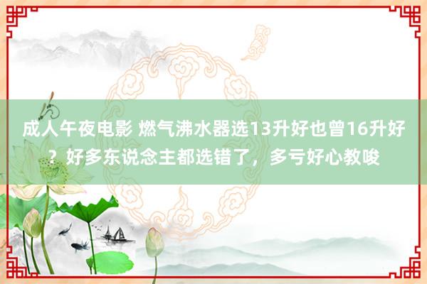 成人午夜电影 燃气沸水器选13升好也曾16升好？好多东说念主都选错了，多亏好心教唆