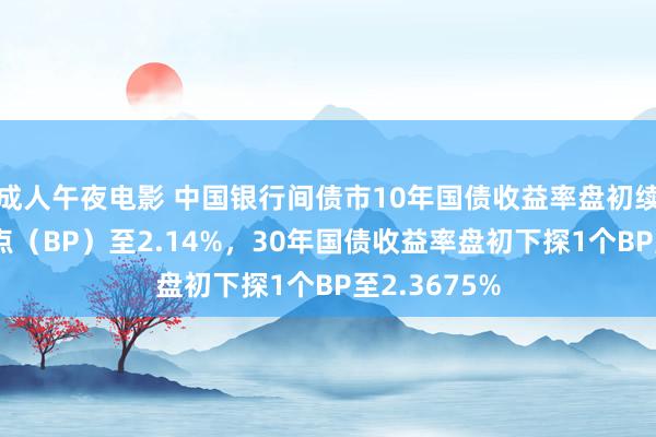 成人午夜电影 中国银行间债市10年国债收益率盘初续跌约1个基点（BP）至2.14%，30年国债收益率盘初下探1个BP至2.3675%