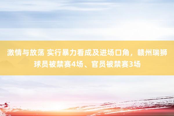 激情与放荡 实行暴力看成及进场口角，赣州瑞狮球员被禁赛4场、官员被禁赛3场