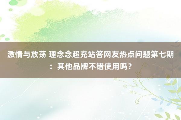 激情与放荡 理念念超充站答网友热点问题第七期：其他品牌不错使用吗？