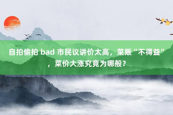 自拍偷拍 bad 市民议讲价太高，菜贩“不得益”，菜价大涨究竟为哪般？