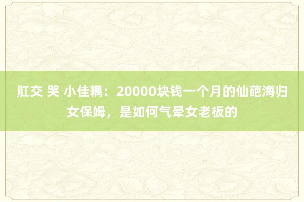 肛交 哭 小佳耦：20000块钱一个月的仙葩海归女保姆，是如何气晕女老板的